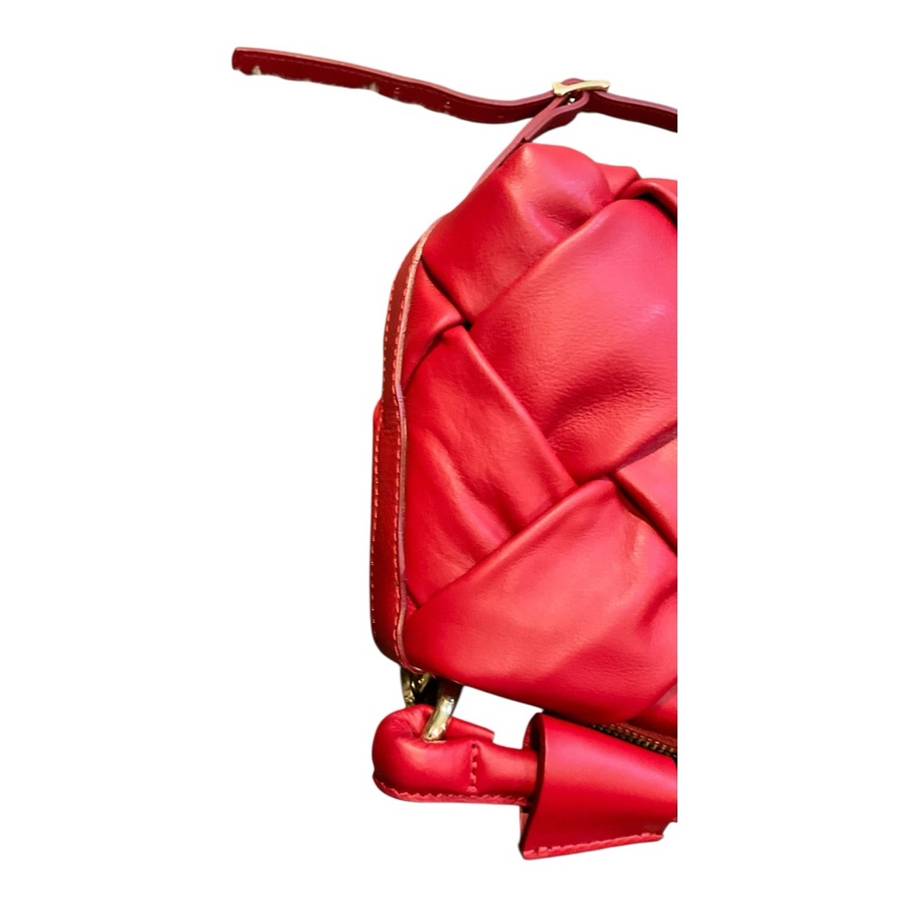 Stella Bianca Women’s Red Leather Woven Handbag Crossbody/Made in Italy - Picture 9 of 16